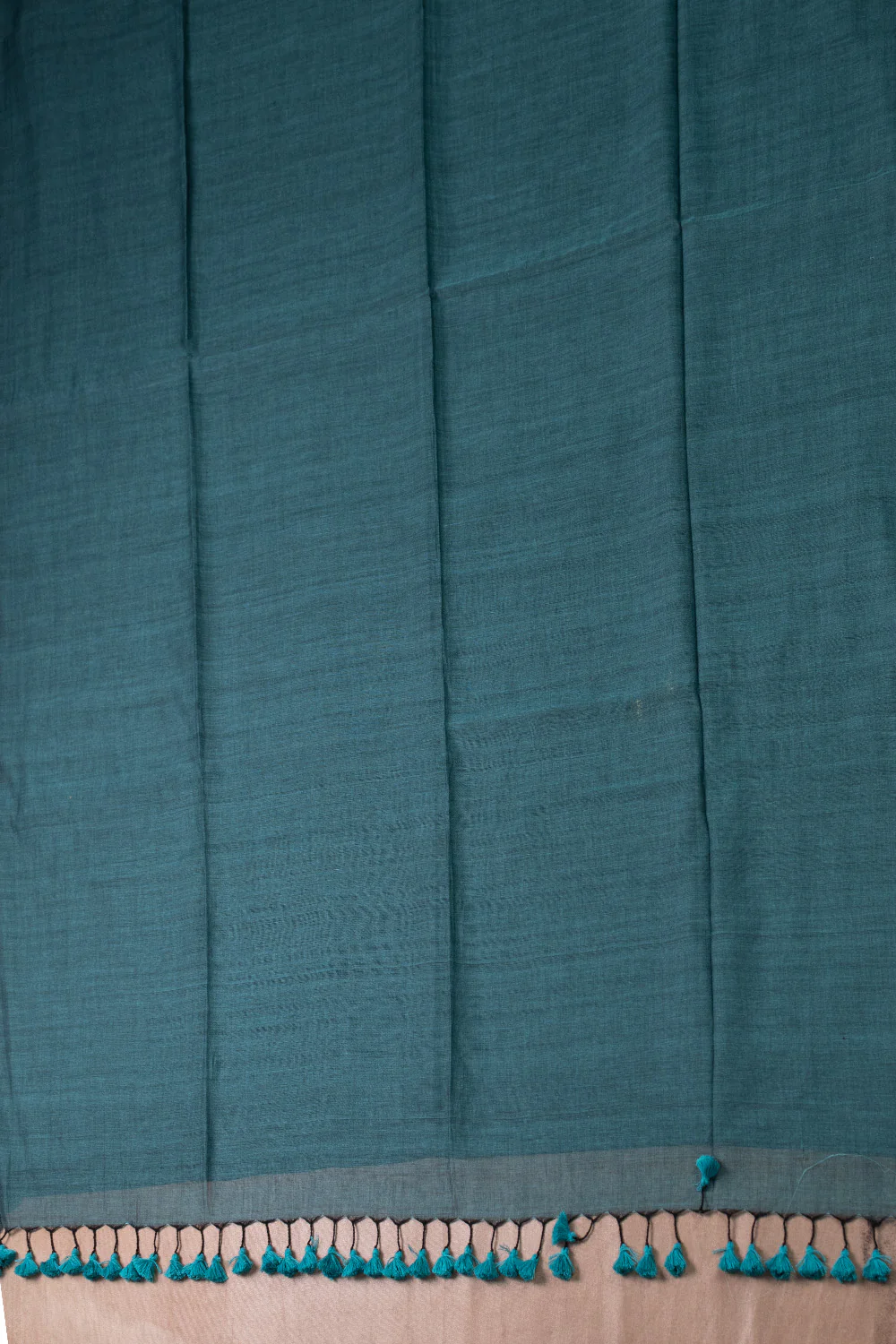 Teal Green Handwoven Mul Cotton saree - Image 2