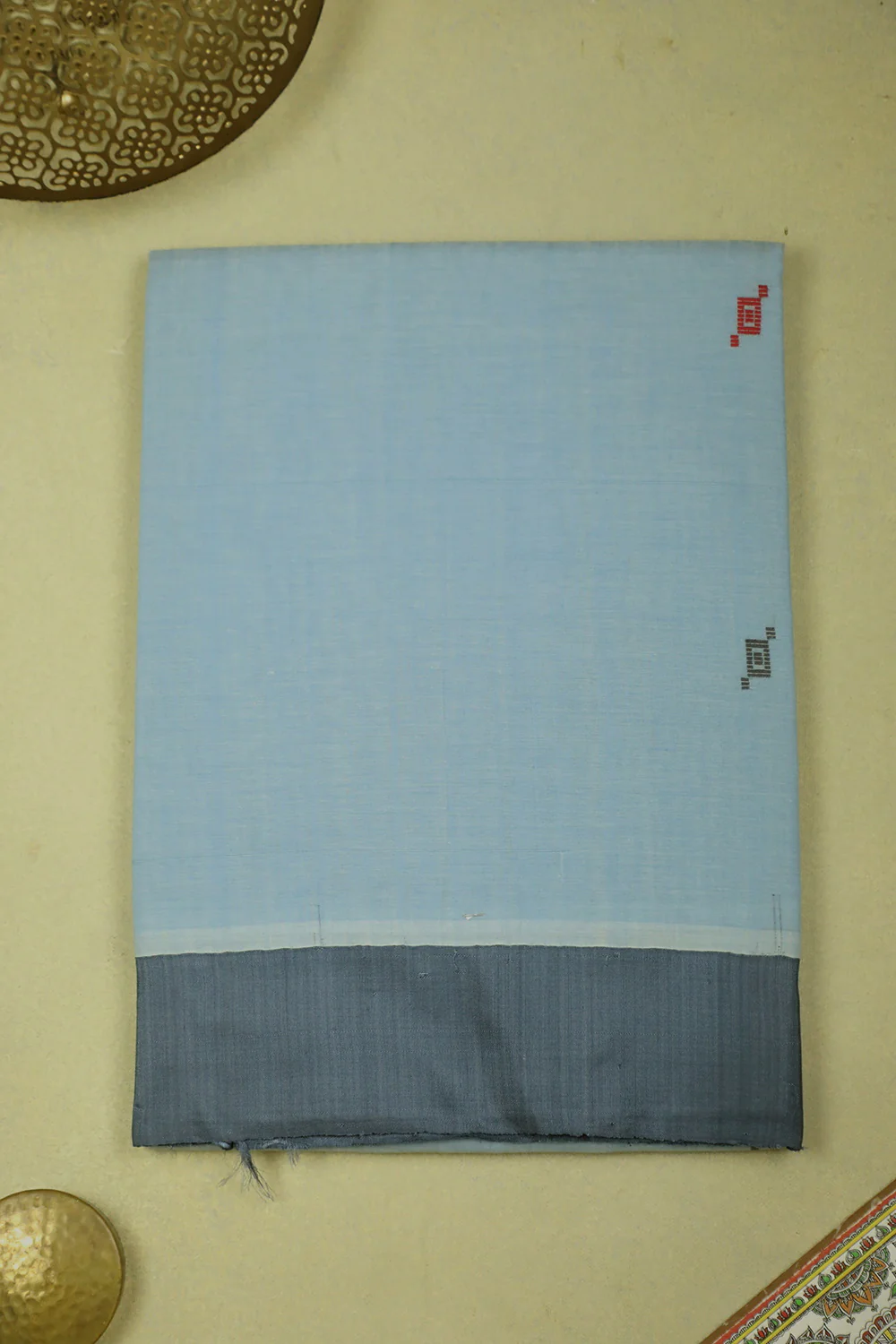 Ice Blue Handwoven Saree