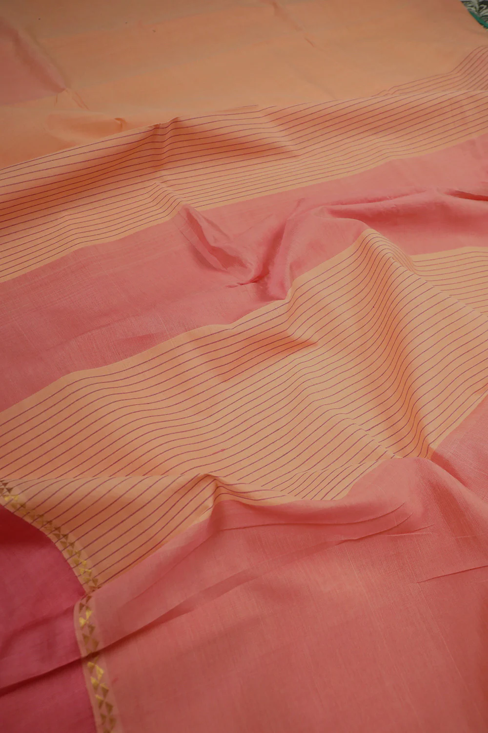 Coral Orange Handwoven Saree - Image 3