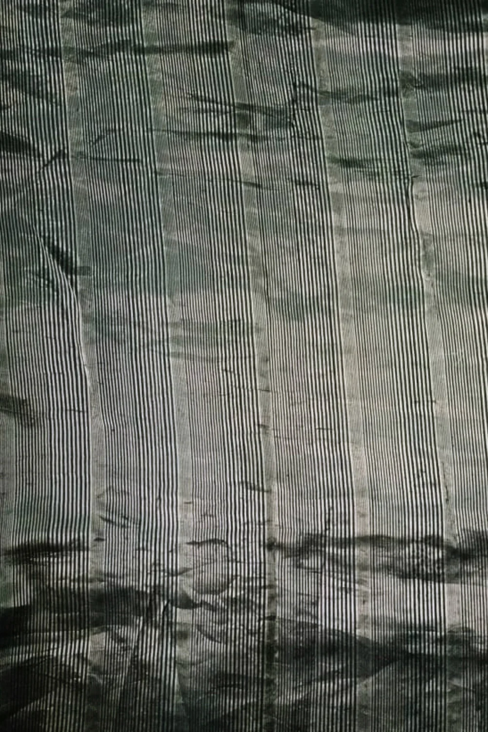 Silver Zari Stripe on Black Handwoven Silk Fabric - Image 4