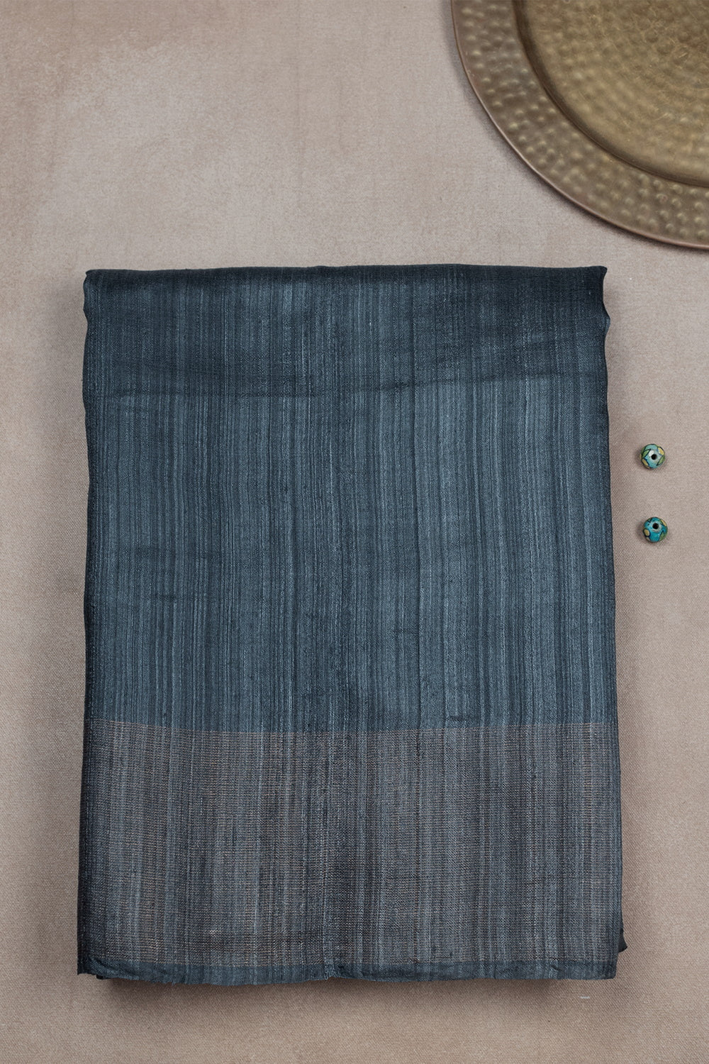 Charcoal Grey Handwoven Silk saree
