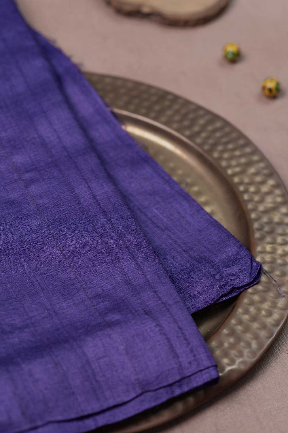 Velvet Purple Handspun Gicha Tussar Silk Fabric - Image 3