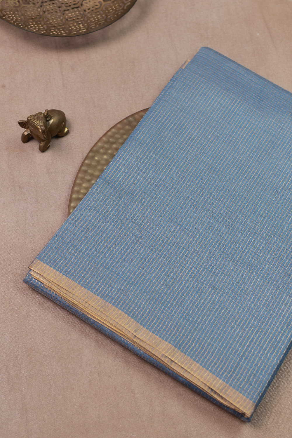 Blue Tussar Silk saree
