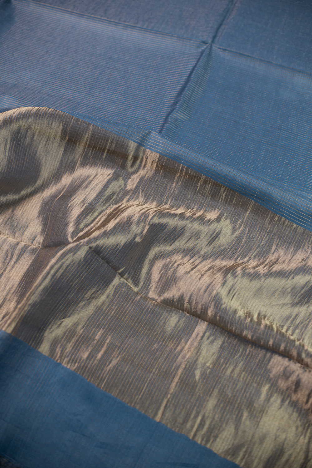 Blue Tussar Silk saree - Image 3