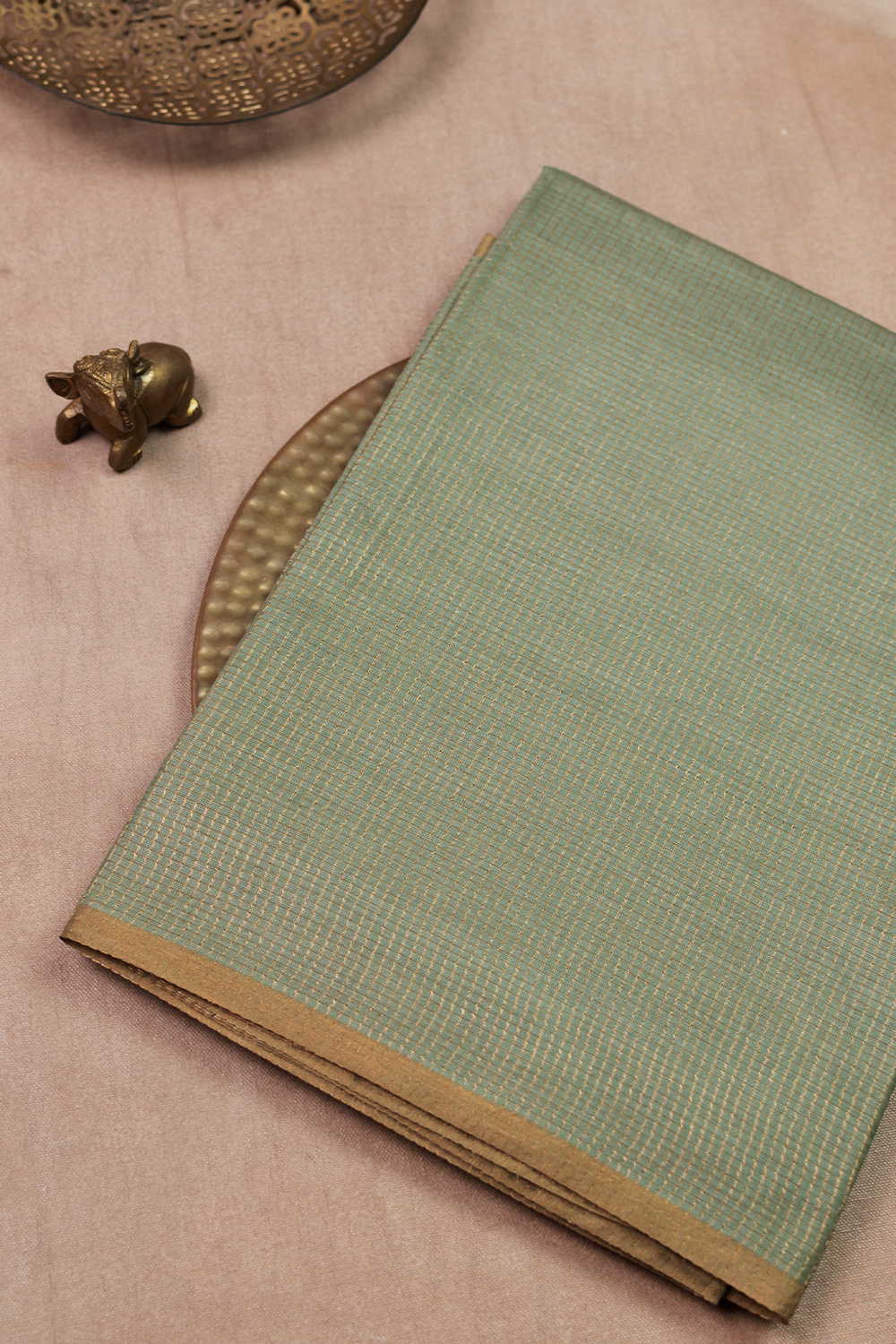 Pear Green Tussar Silk saree