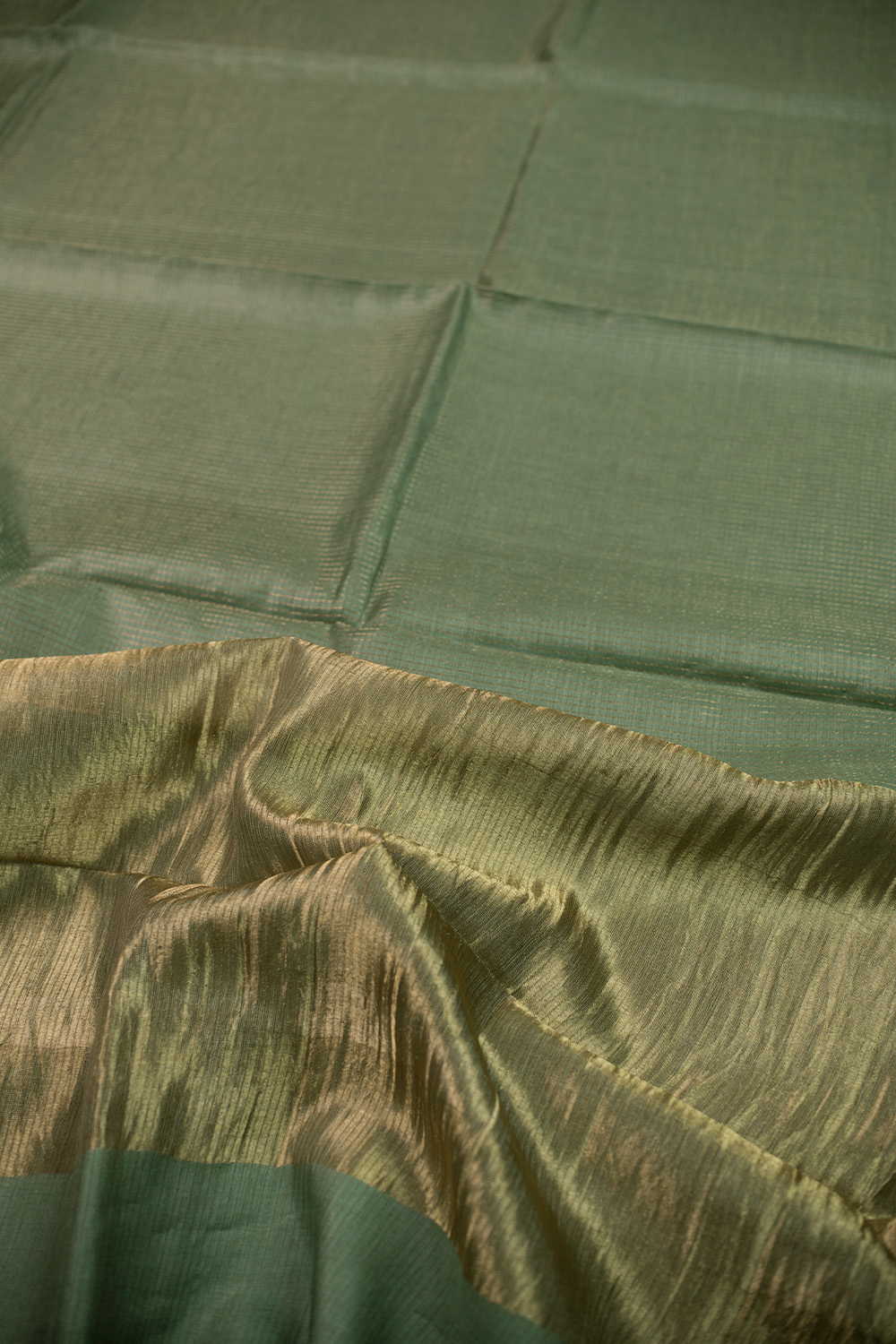 Pear Green Tussar Silk saree - Image 3