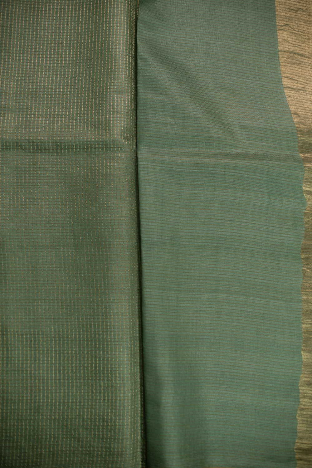 Pear Green Tussar Silk saree - Image 4