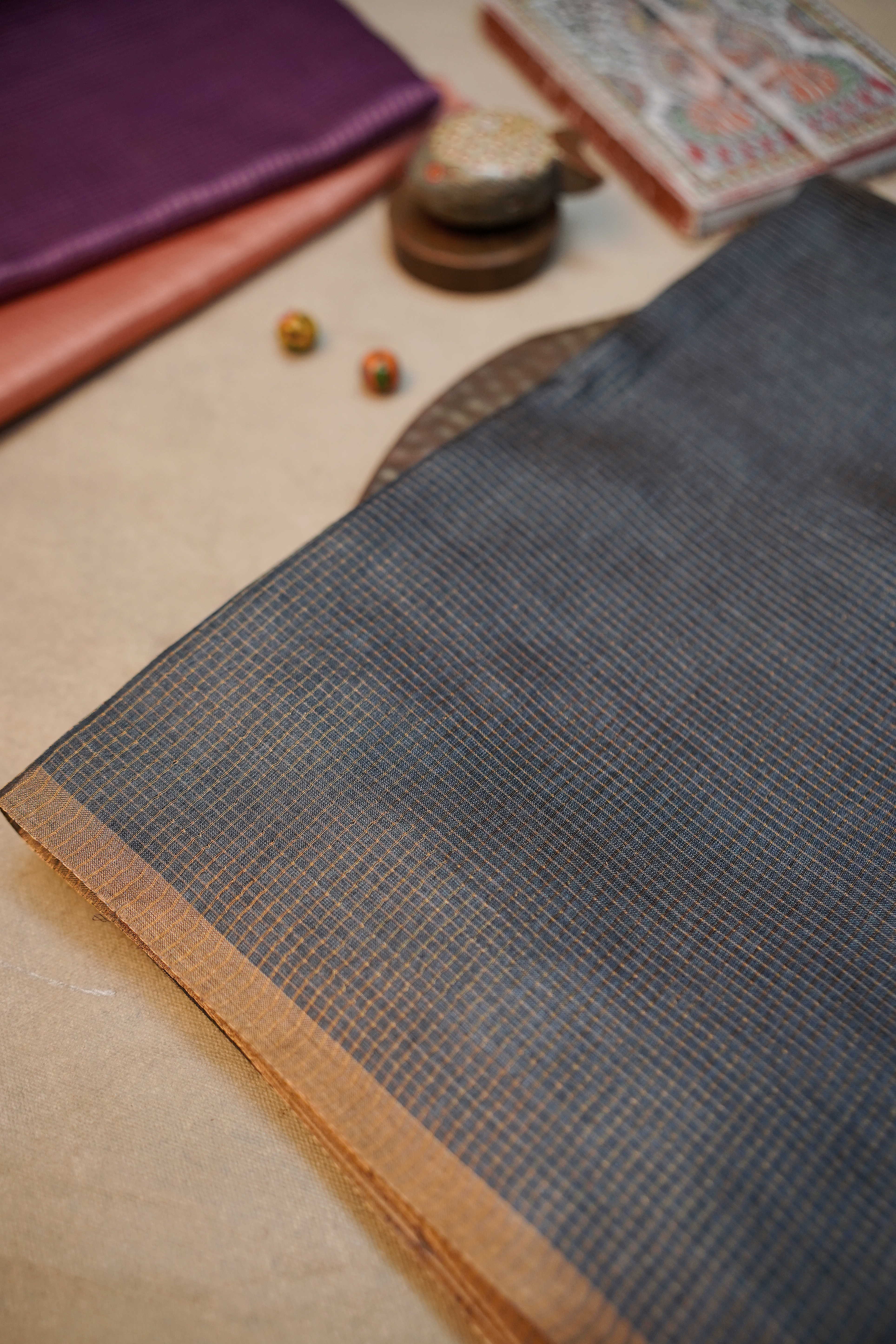 Zari Checks Handwoven Tussar saree