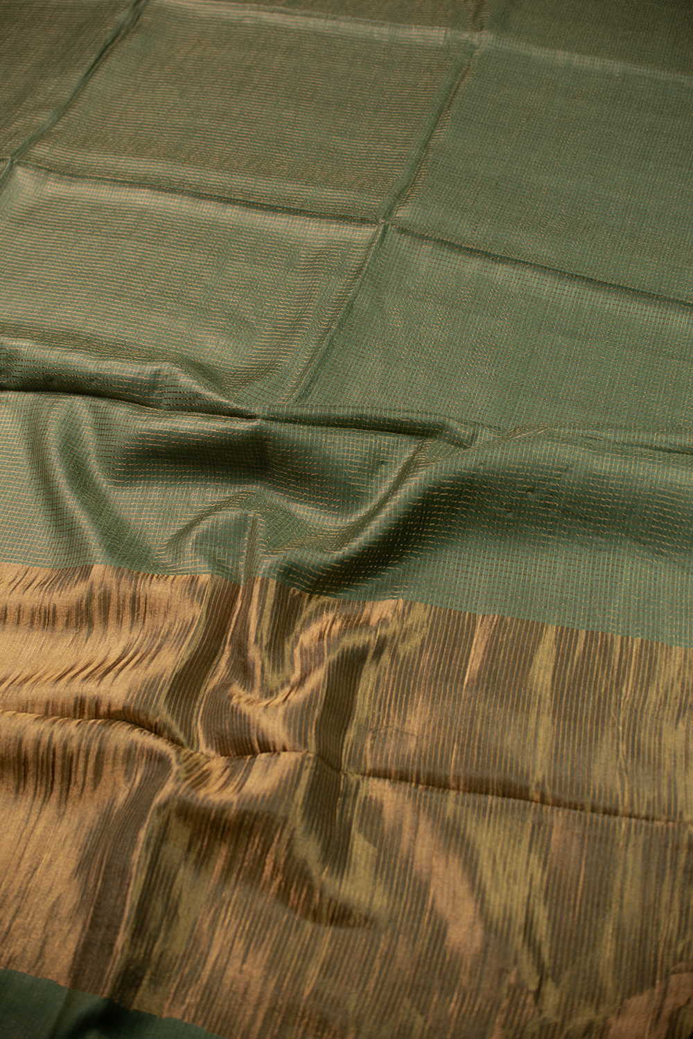 Shade of Green Tussar Silk saree - Image 3