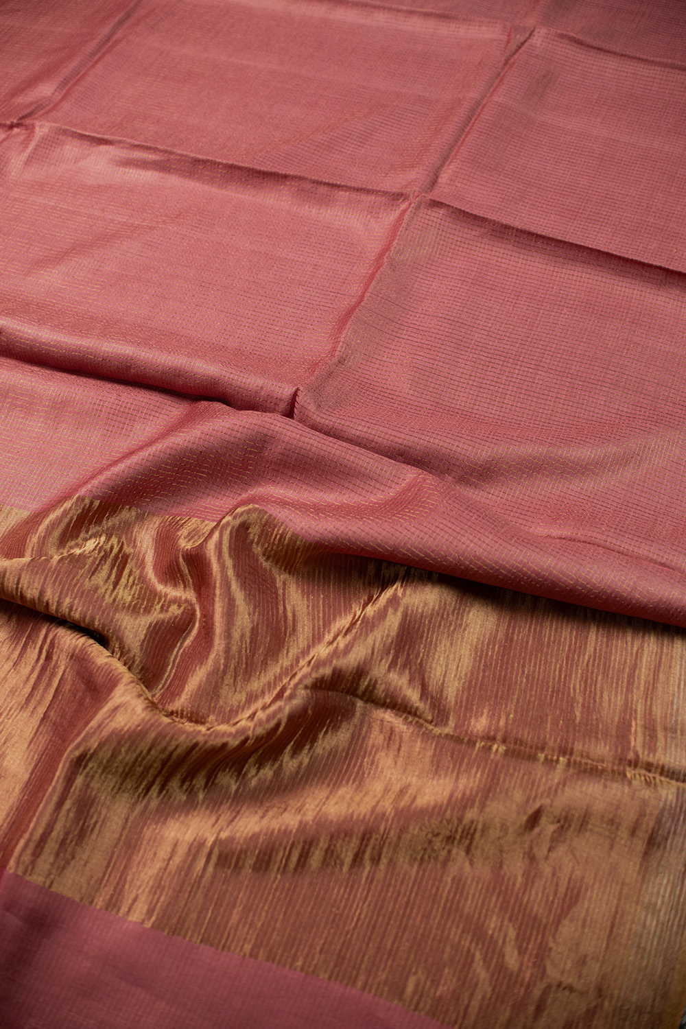 Shimmery Pink Tussar Silk saree - Image 3