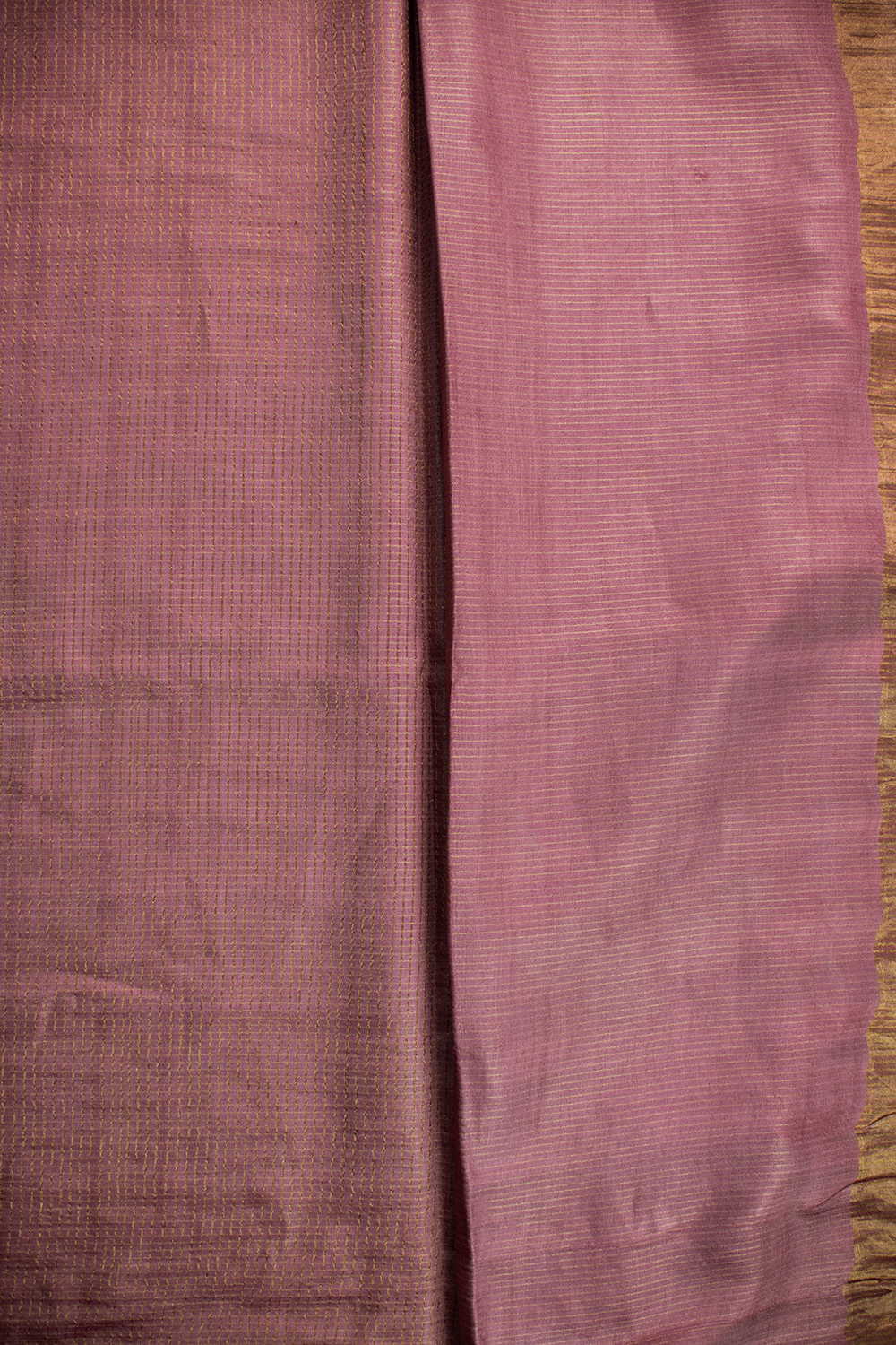 Purple with Checks Tussar Silk saree - Image 4