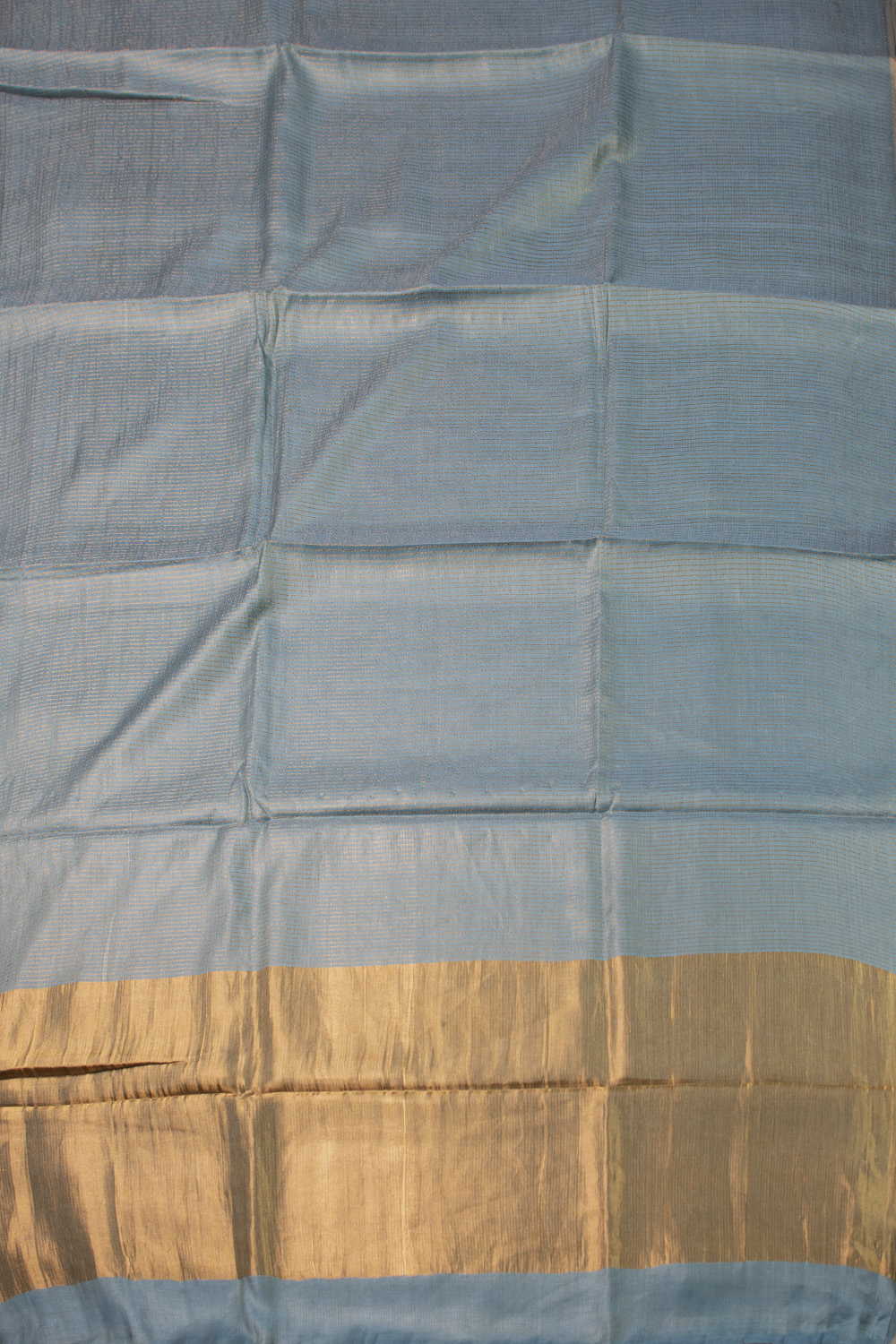 Celestial Teal Blue Tussar Silk saree - Image 2