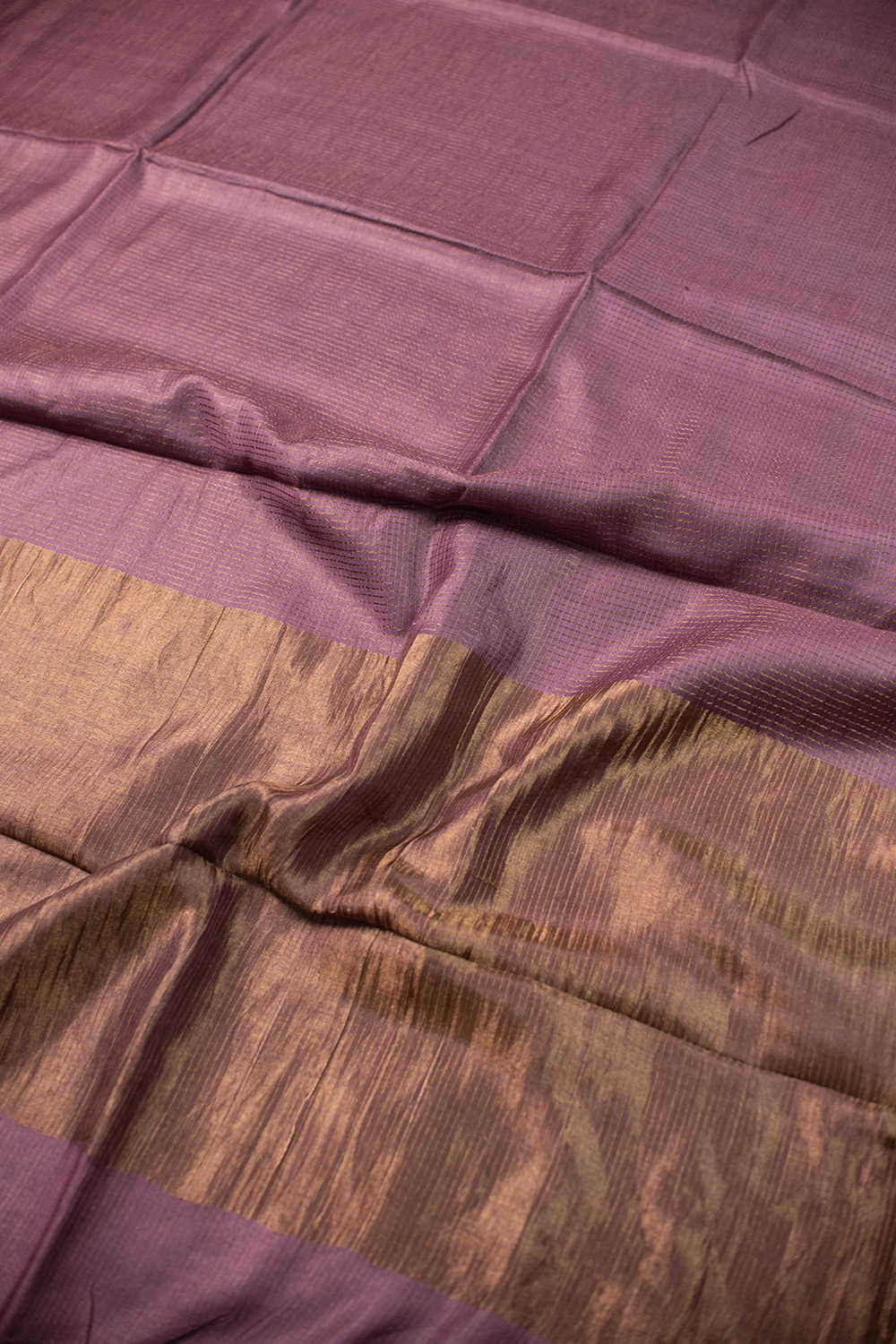 Royal Mauve Purple Tussar Silk saree - Image 3