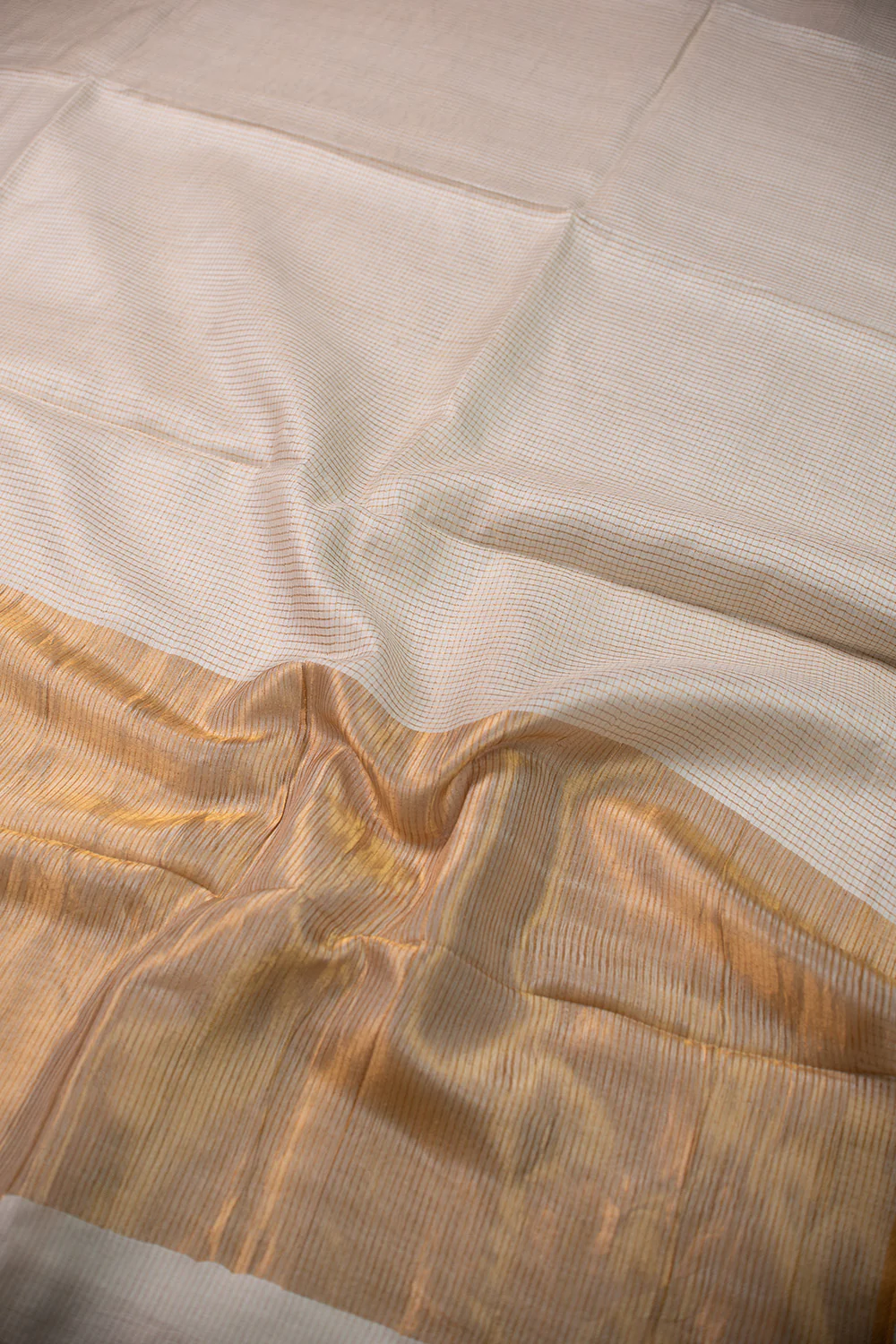 Off-White - Zari Checks Tussar Silk saree - Image 3