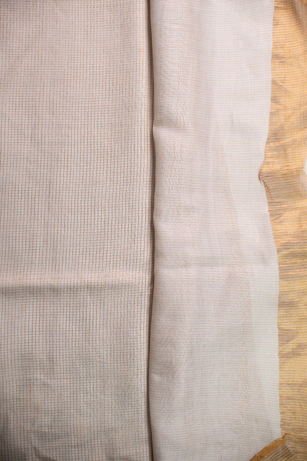Off-White - Zari Checks Tussar Silk saree - Image 4