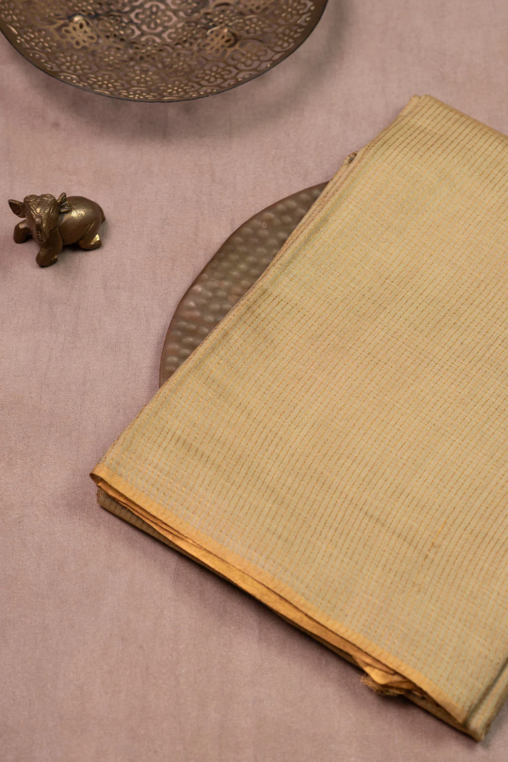 Golden Green Tussar Silk saree