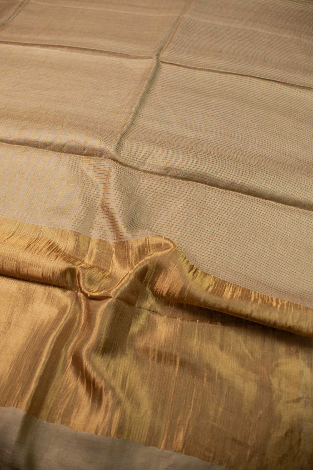 Golden Green Tussar Silk saree - Image 3