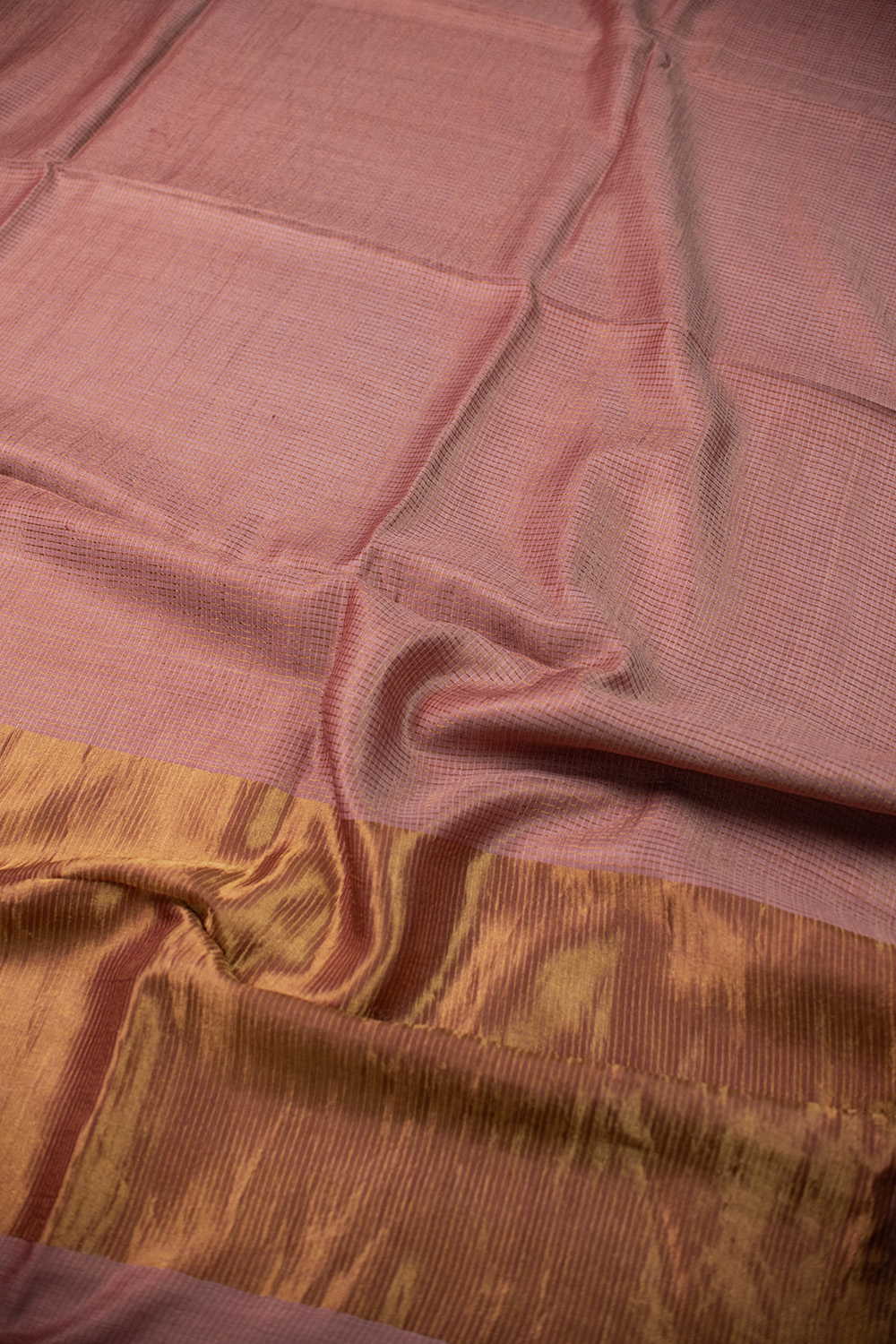 Shade of Pink Tussar Silk saree - Image 3