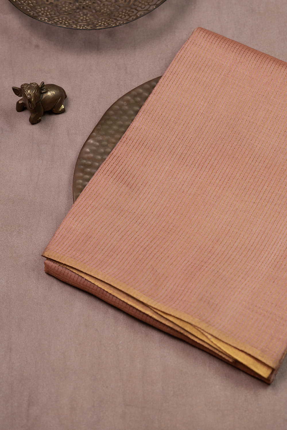 Peach Shaded Tussar Silk saree