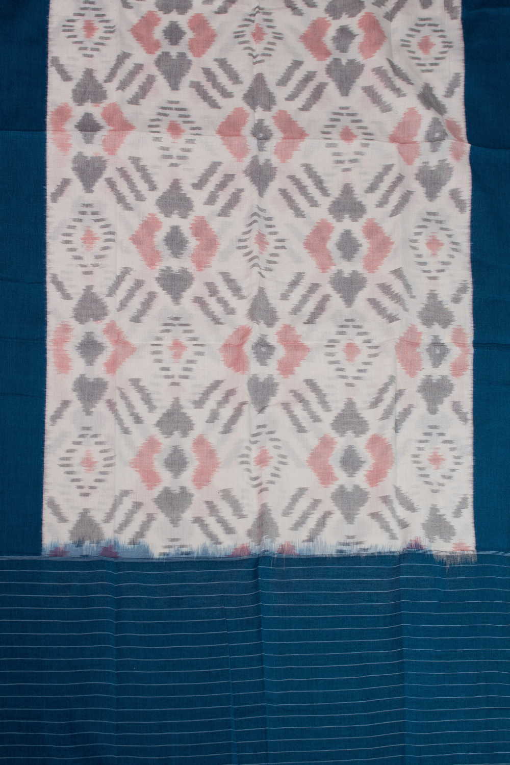 Heart Motifs on Cream Ikat Cotton Dupatta - Image 3