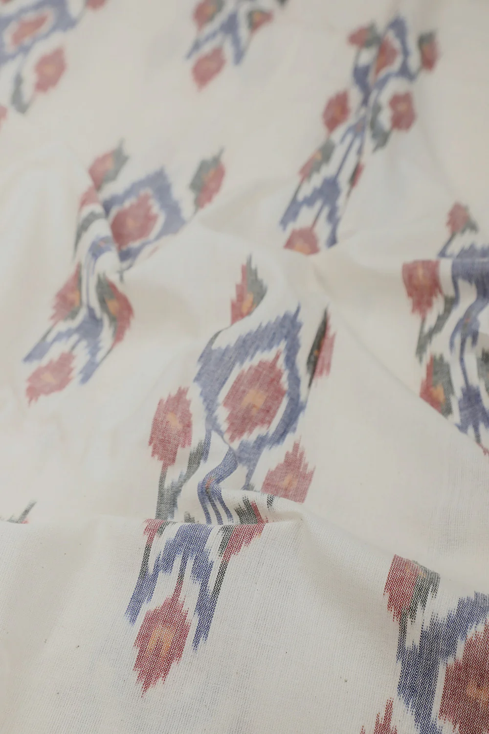Big Butta on Off-White Pochampally Ikat Cotton Fabric - Image 3