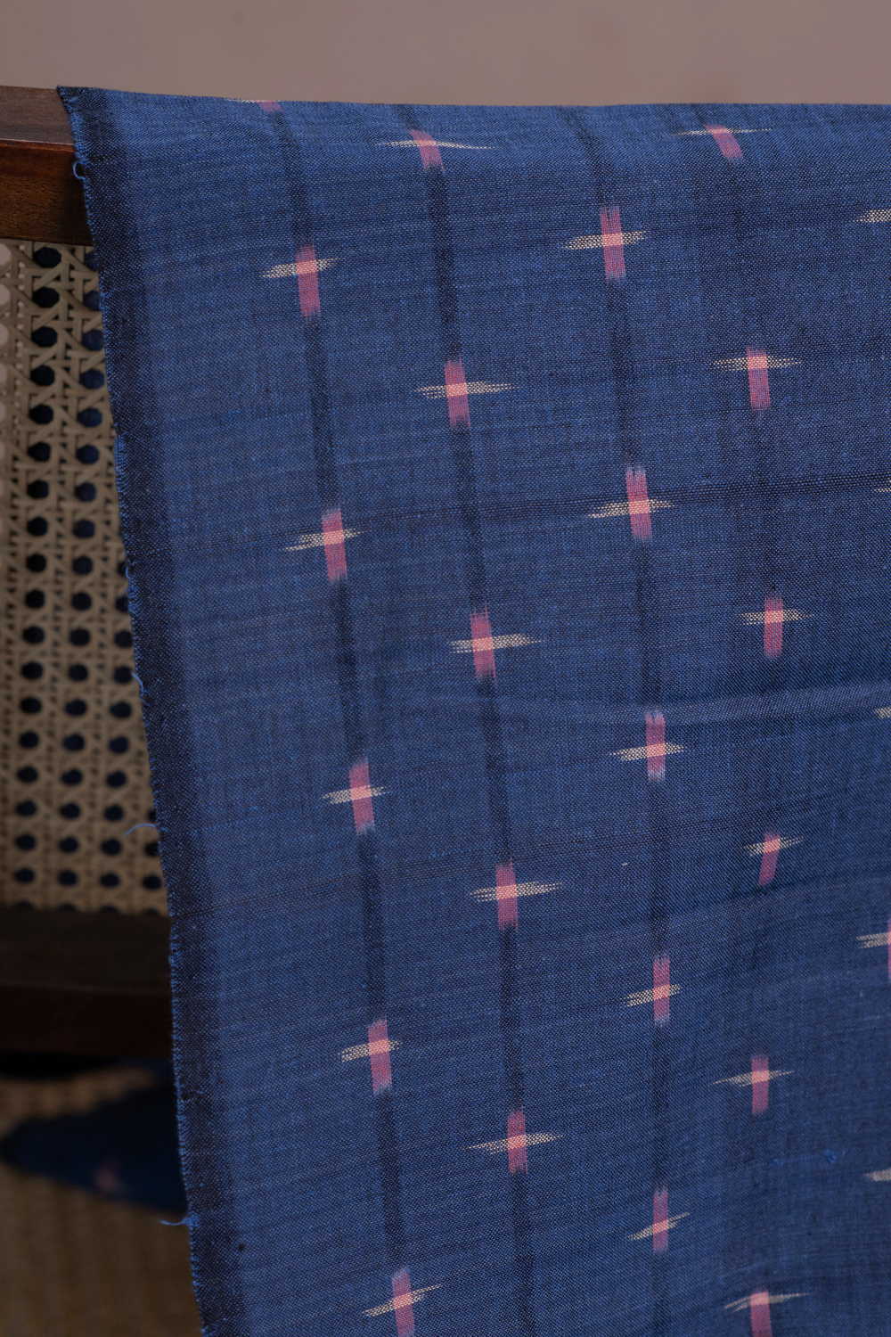Plus Buttas on Blue Double Ikat Cotton Fabric - Image 2