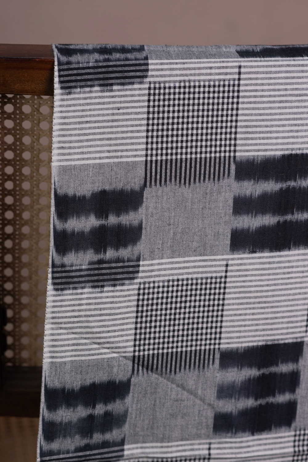 Checks Pattern Double Ikat Cotton Fabric