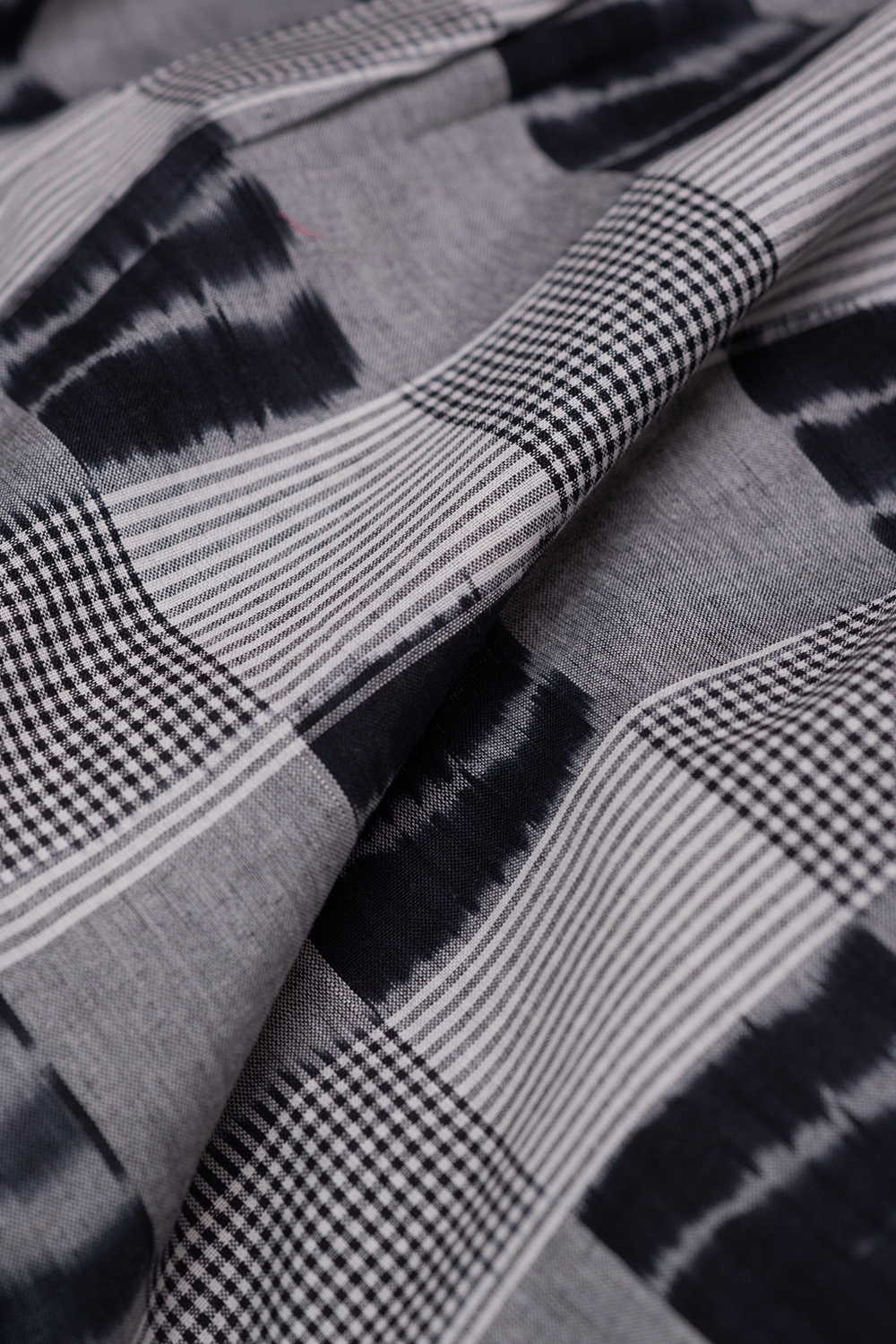 Checks Pattern Double Ikat Cotton Fabric - Image 2