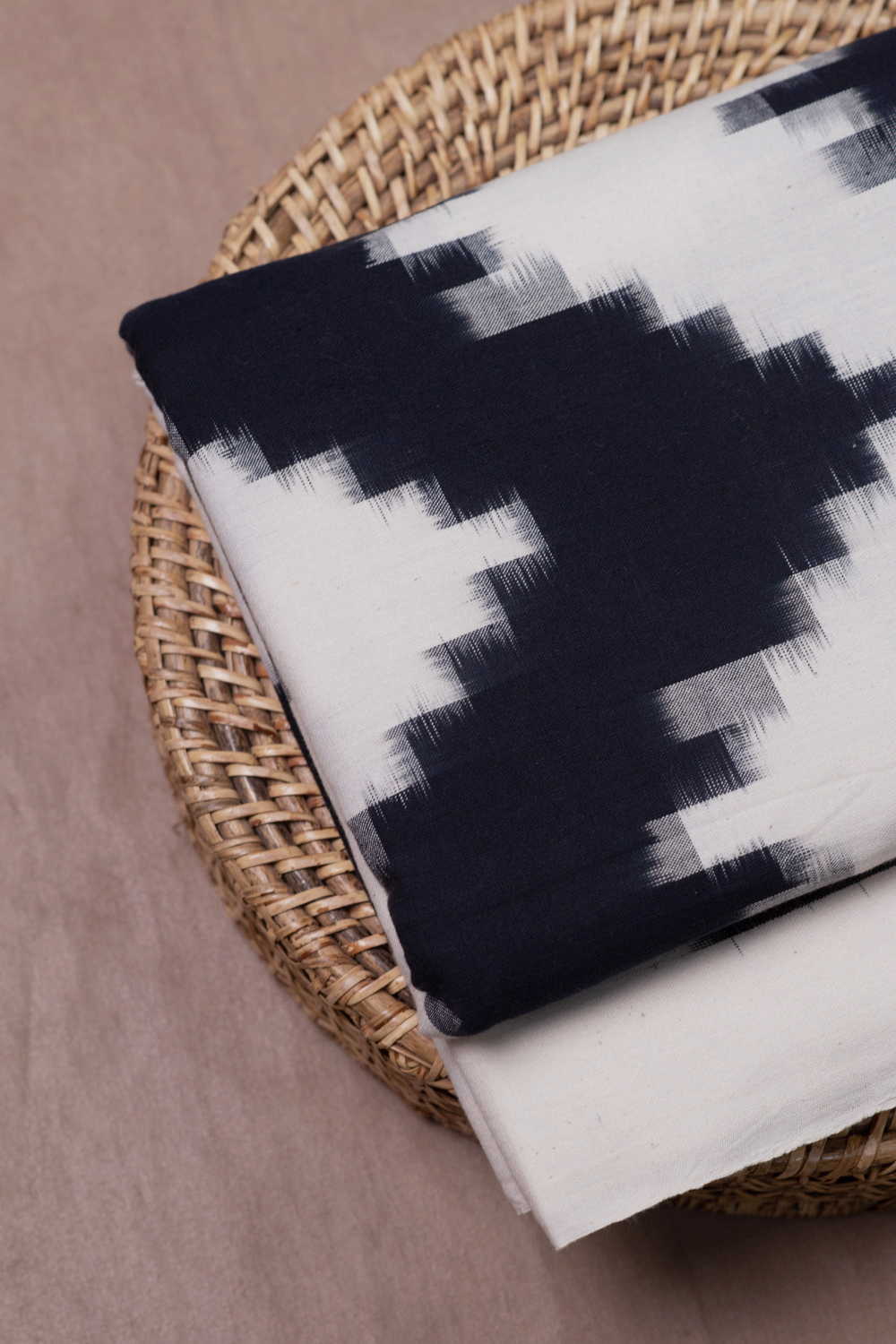 Black Chevron - Cream Ikat Cotton Fabric