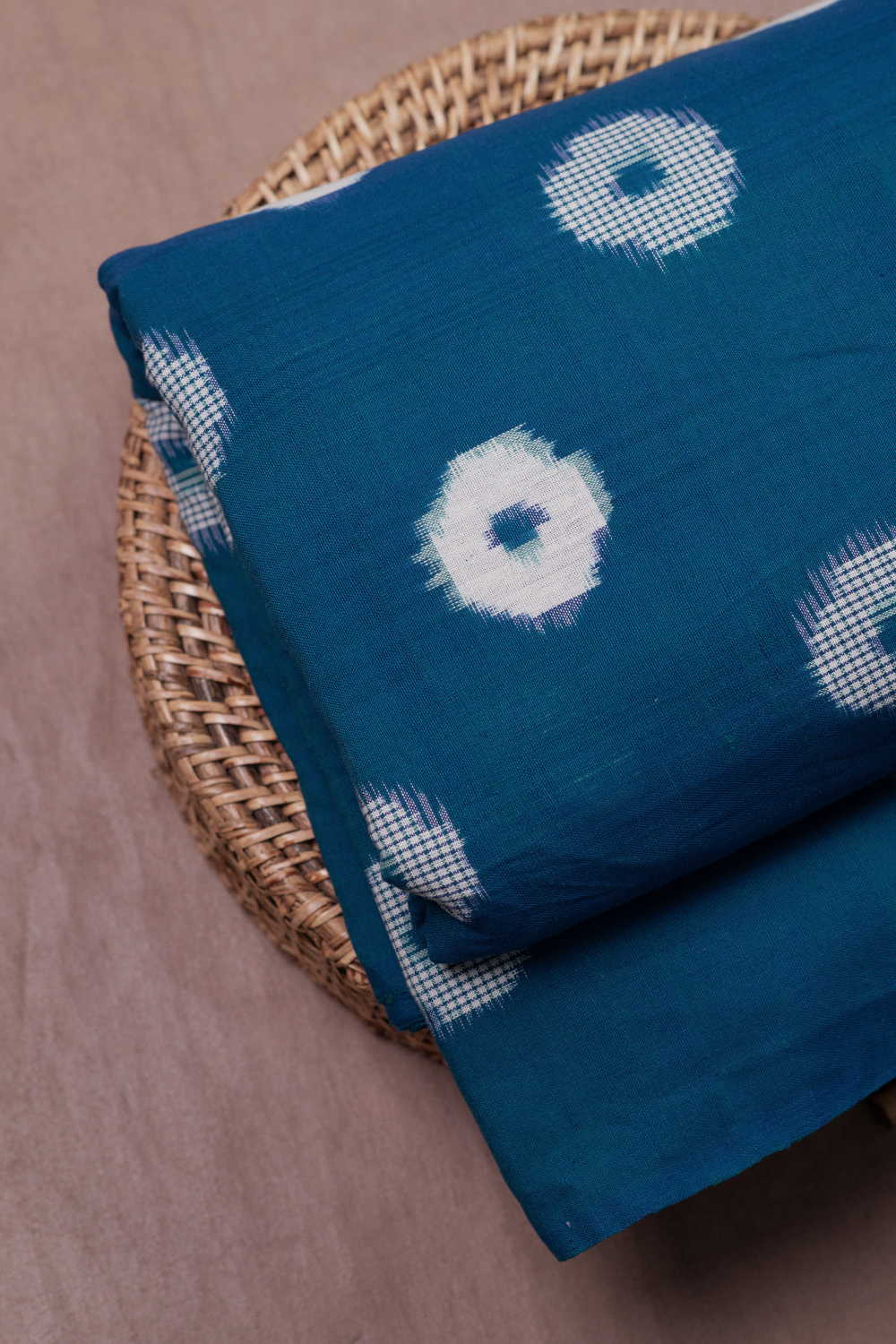 Shades of Twin Shaded Blue Double Ikat Cotton Fabric - Image 3