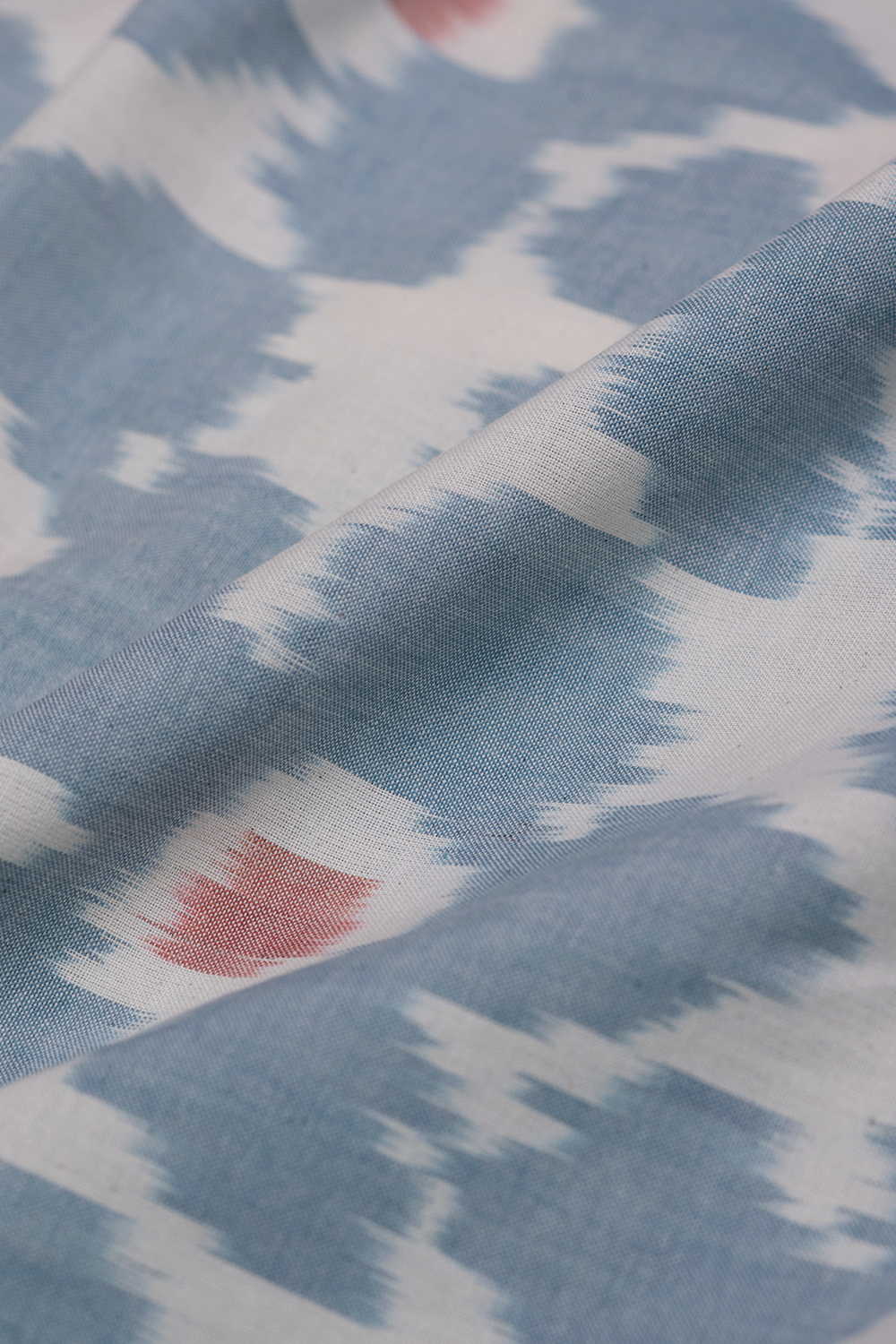 Soft Blue Bloom Ikat Cotton Fabric - Image 2