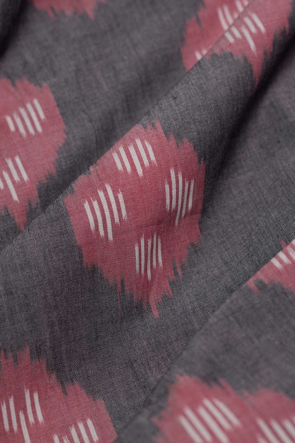 Rose Butta - Grey Double Ikat Cotton Fabric - Image 2