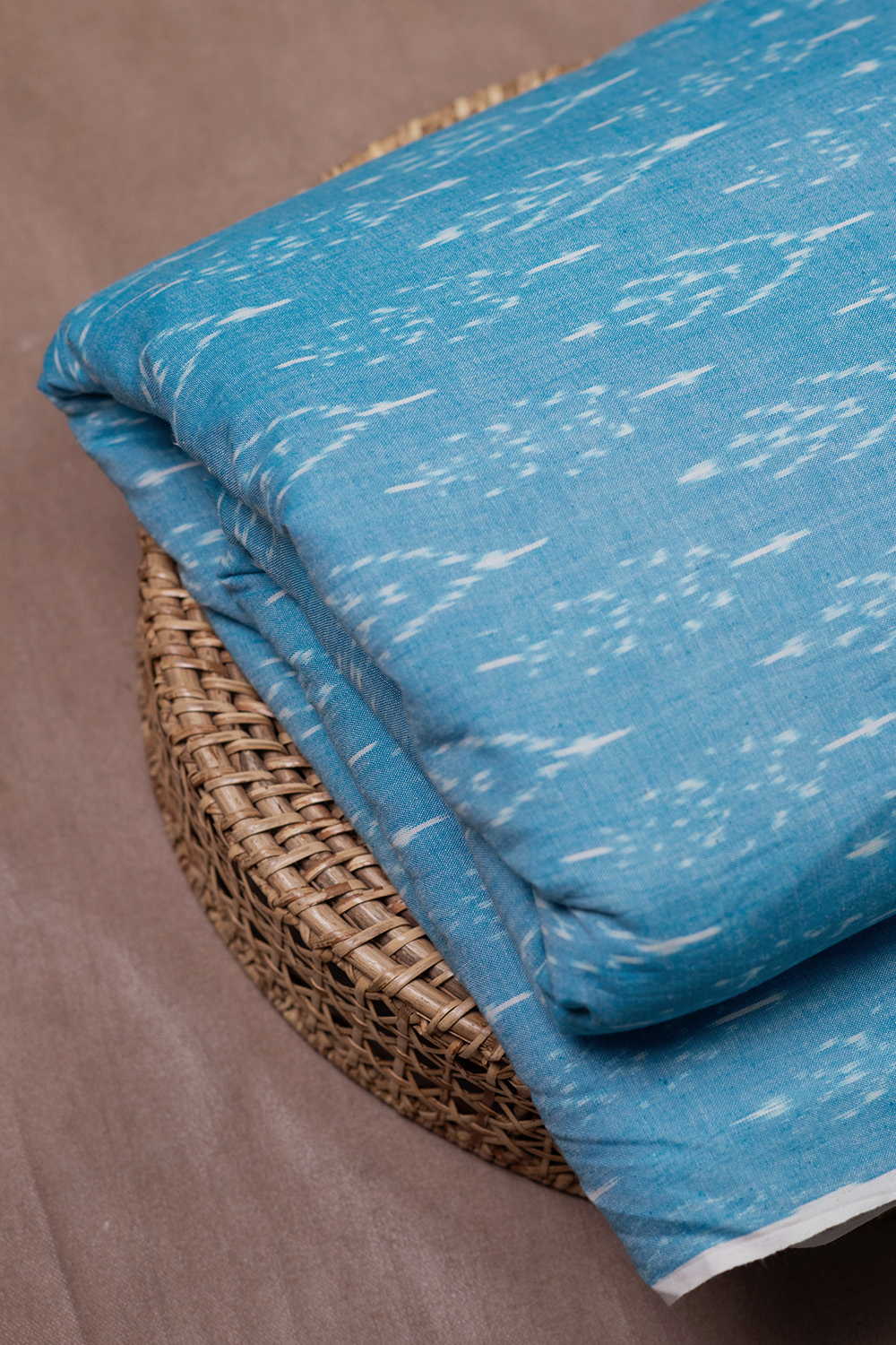 Creamy Blue Ikat Cotton Fabric
