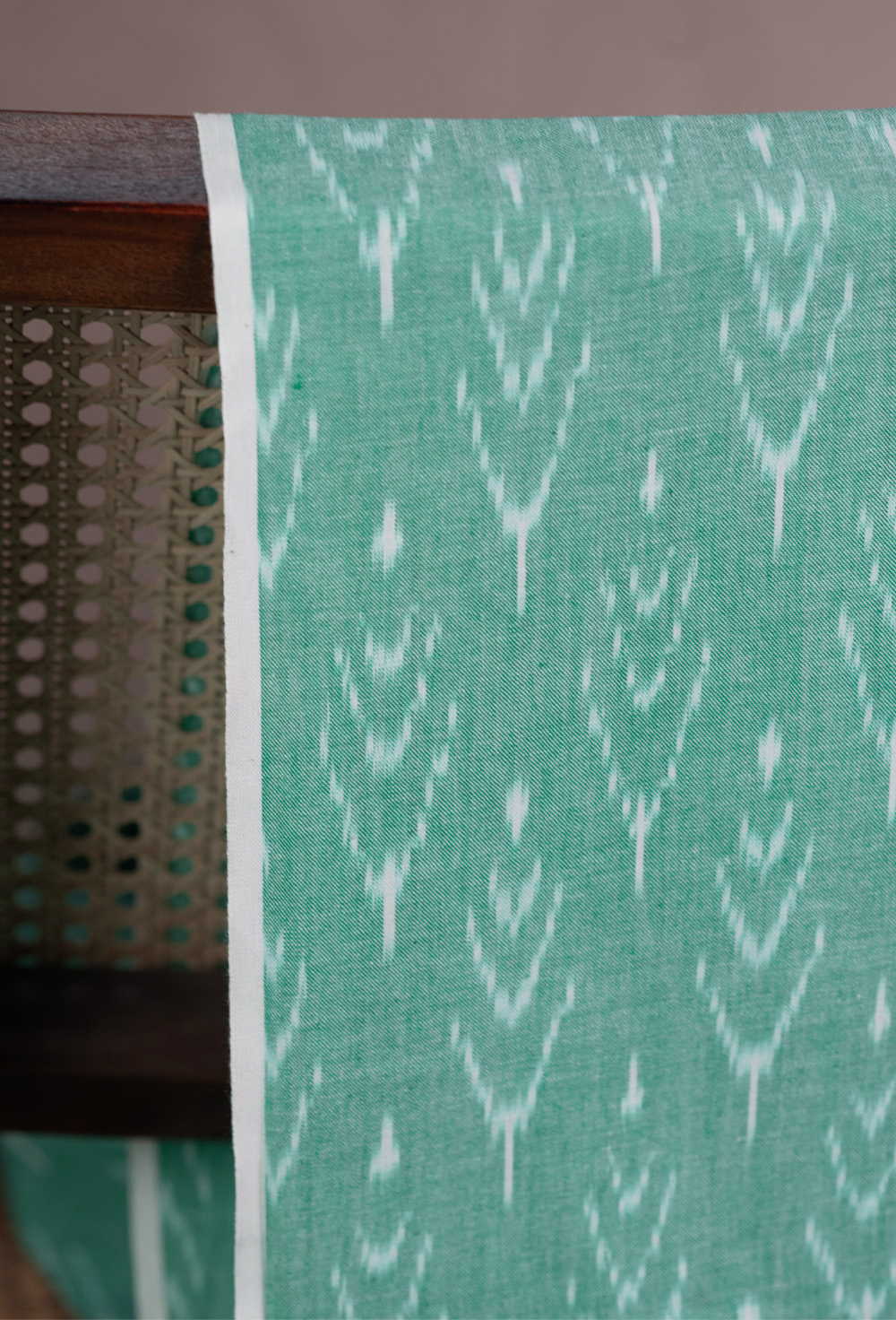 Light Green Ikat Cotton Fabric - Image 2