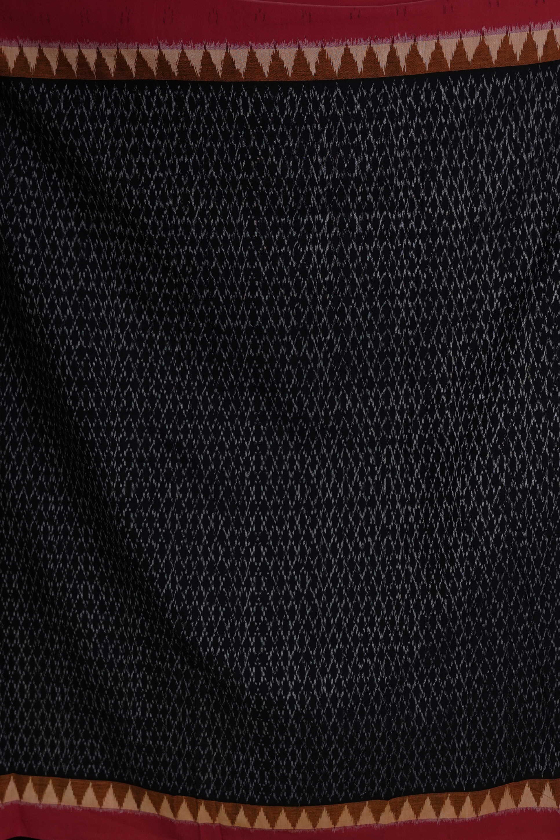 Black with Red Border Ikat Cotton Fabric - Image 4