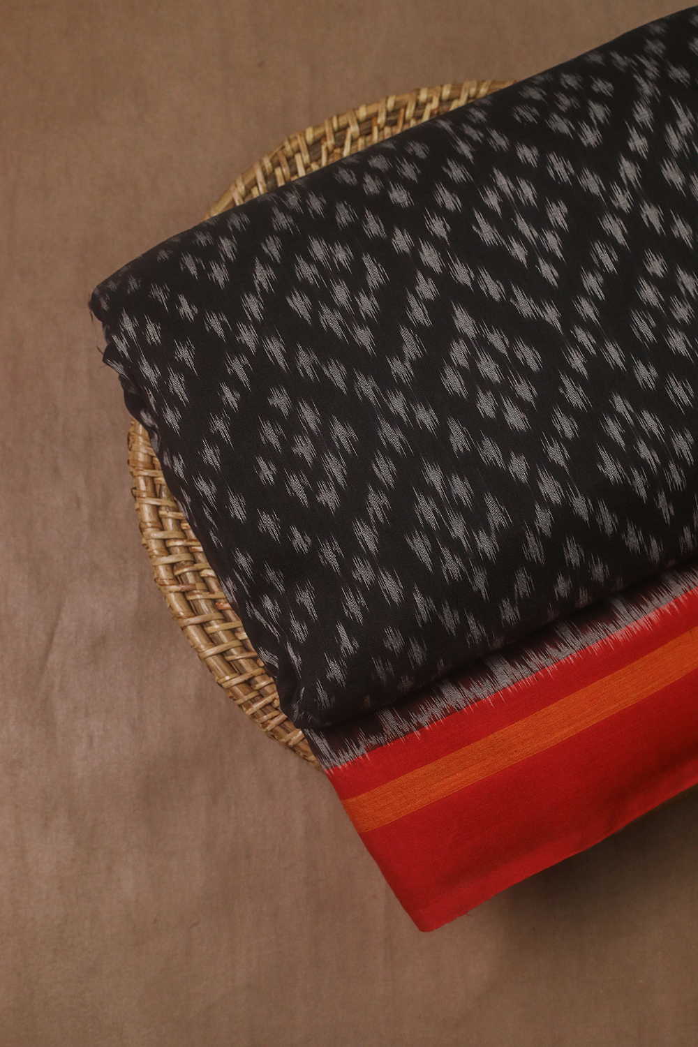 Patterned Design - Black Ikat Cotton Fabric - Image 2