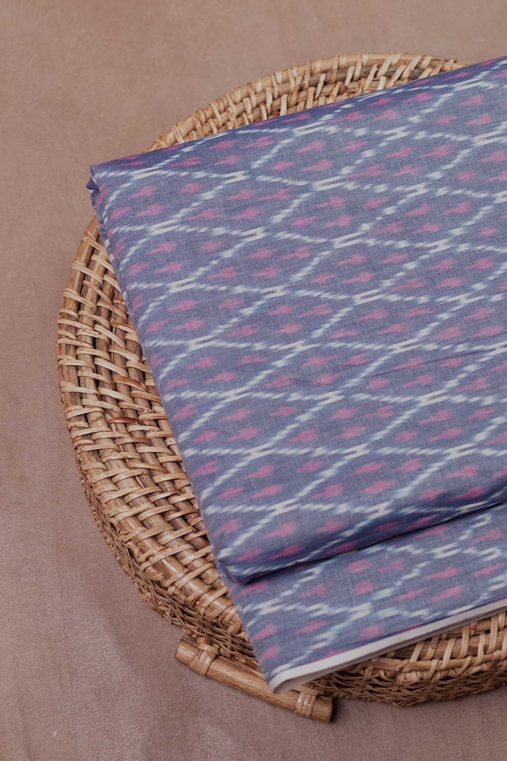 Patterned on Mercerized Purple Ikat Cotton Fabric