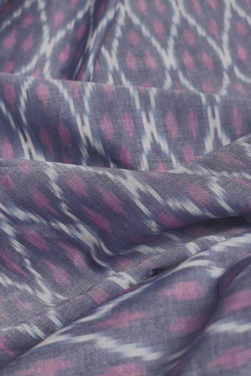 Patterned on Mercerized Purple Ikat Cotton Fabric - Image 3