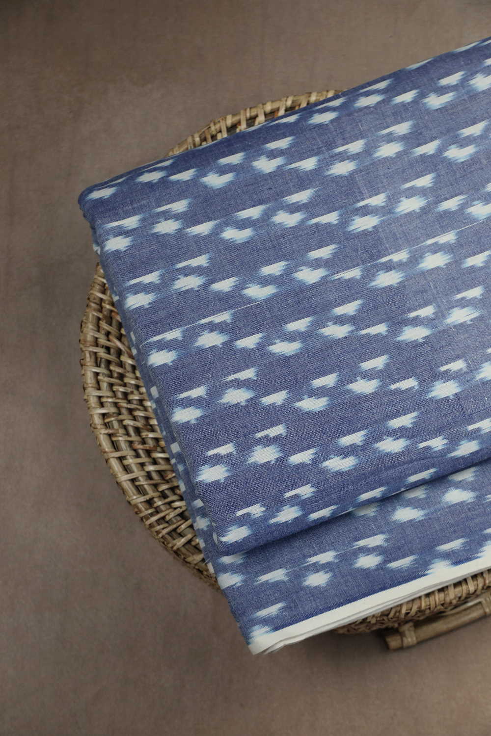 Greyish Blue Ikat Cotton Fabric