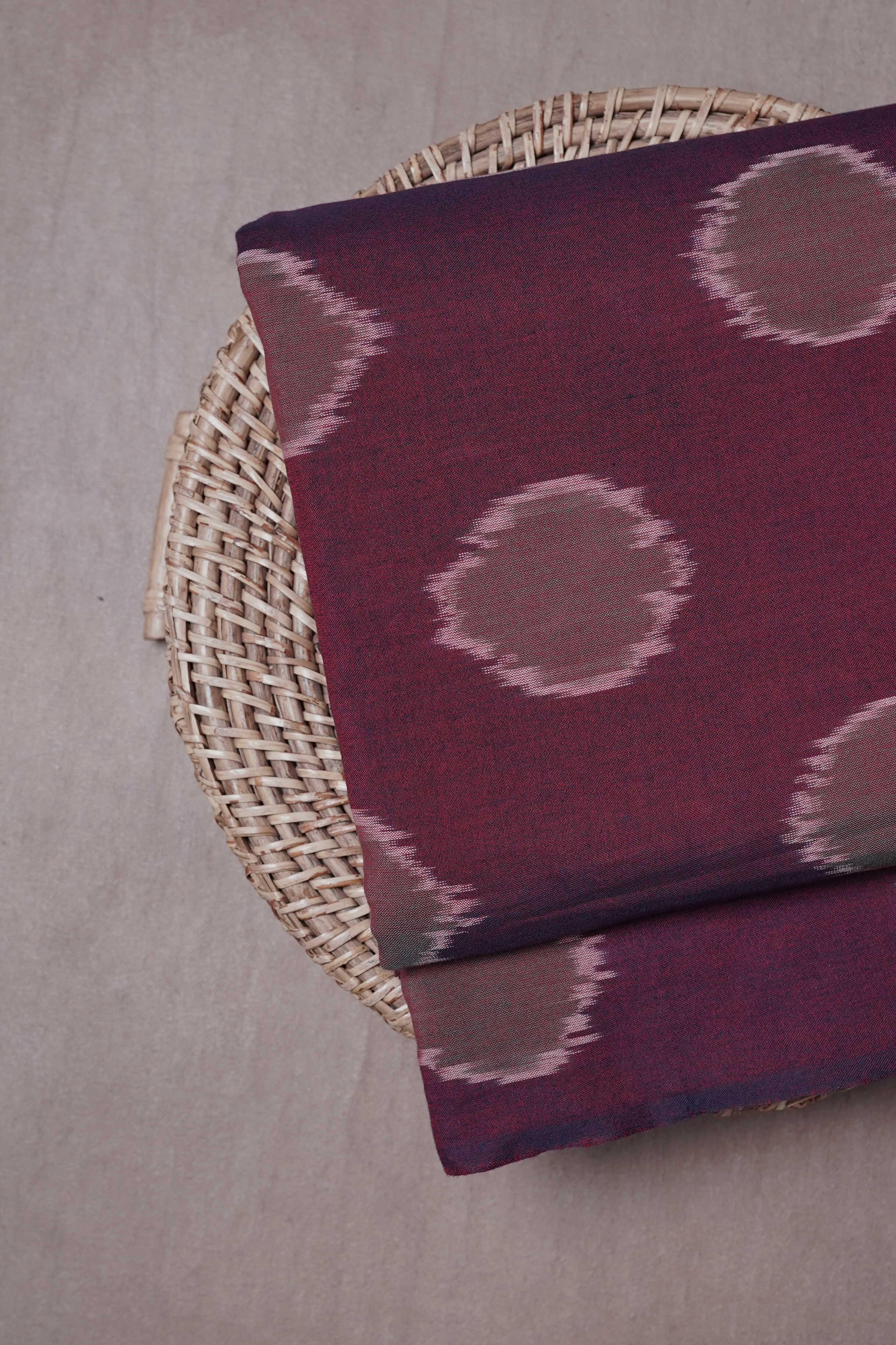 Polka on Purple Ikat Cotton Fabric
