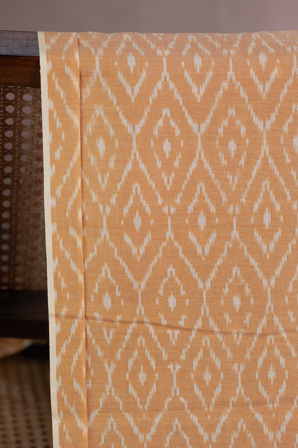 Creamy Orange Mercerized Ikat Cotton Fabric - Image 2
