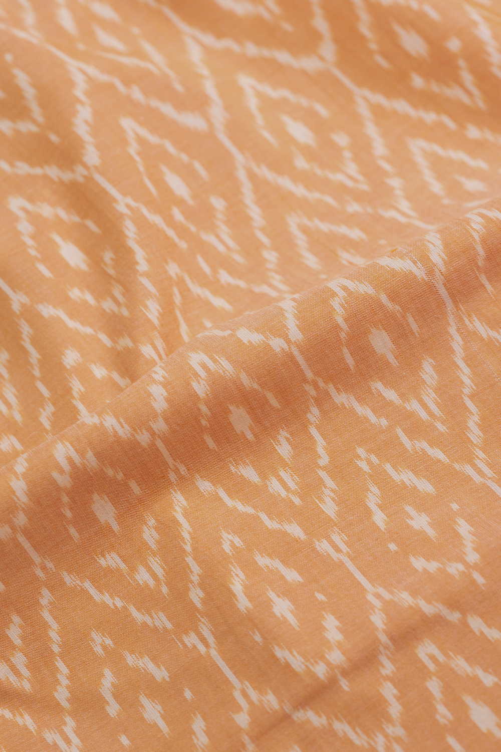 Creamy Orange Mercerized Ikat Cotton Fabric - Image 3