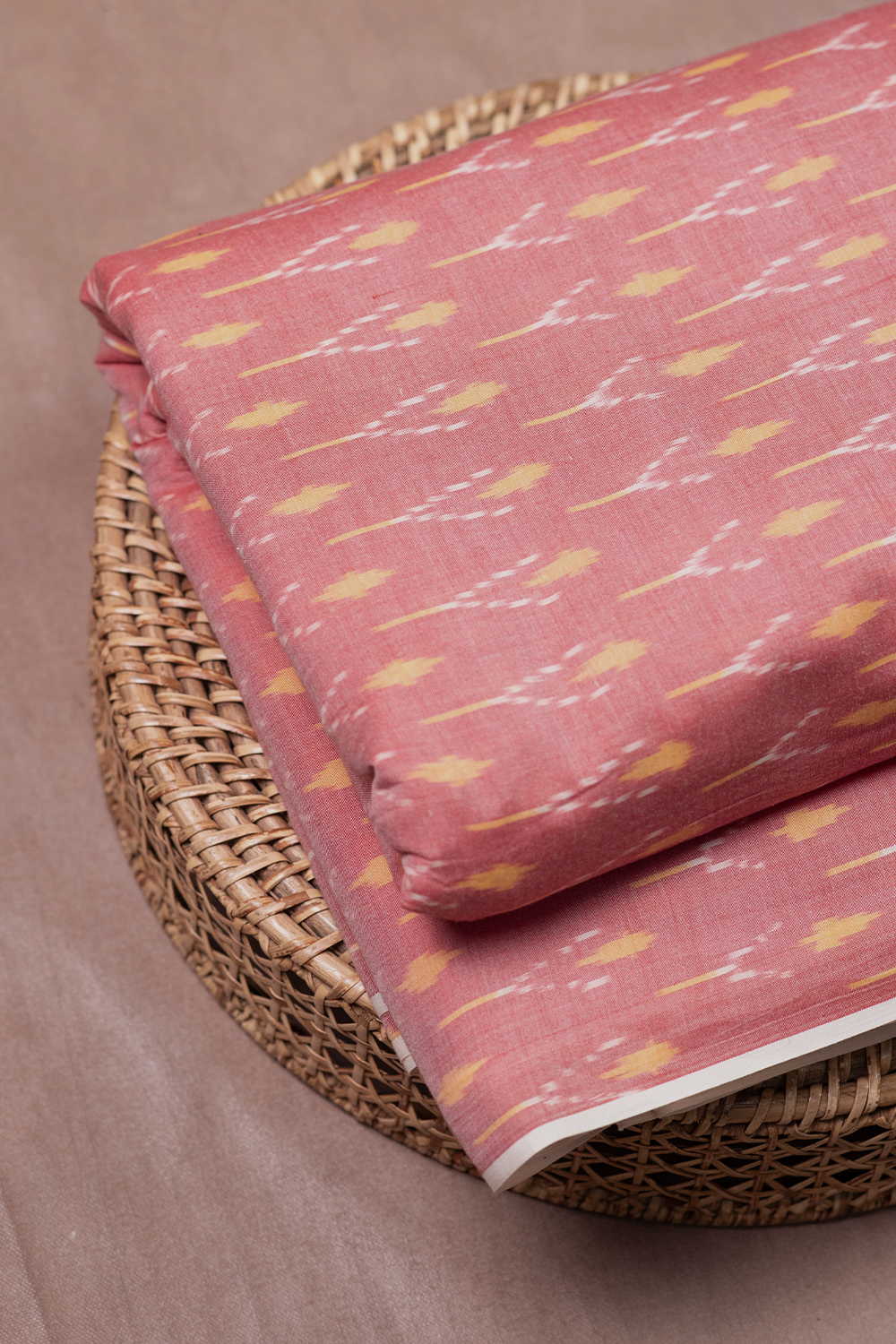 Light Pink Mercerized Ikat Cotton Fabric