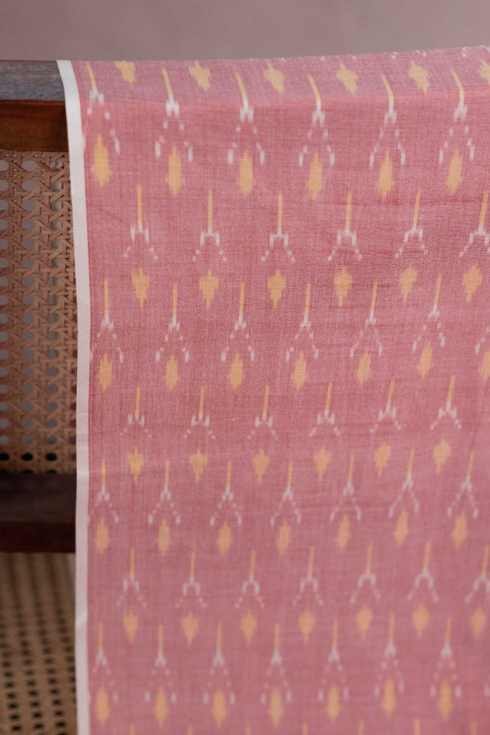 Light Pink Mercerized Ikat Cotton Fabric - Image 2