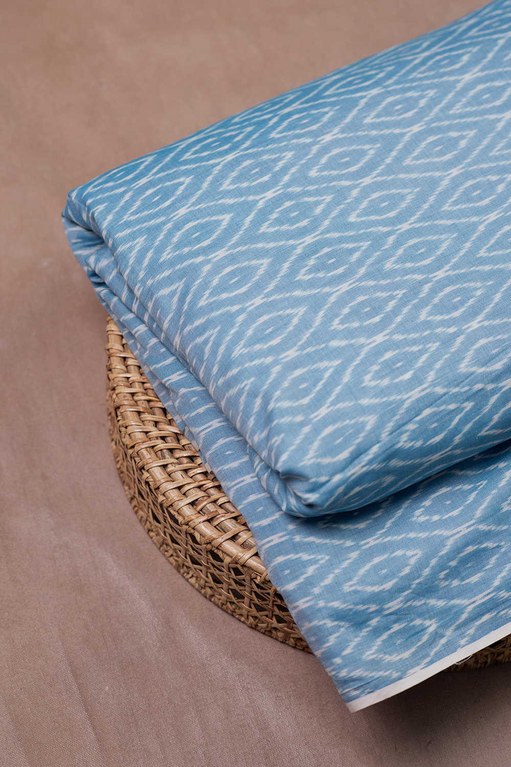 Sky Blue Mercerized Ikat Cotton Fabric