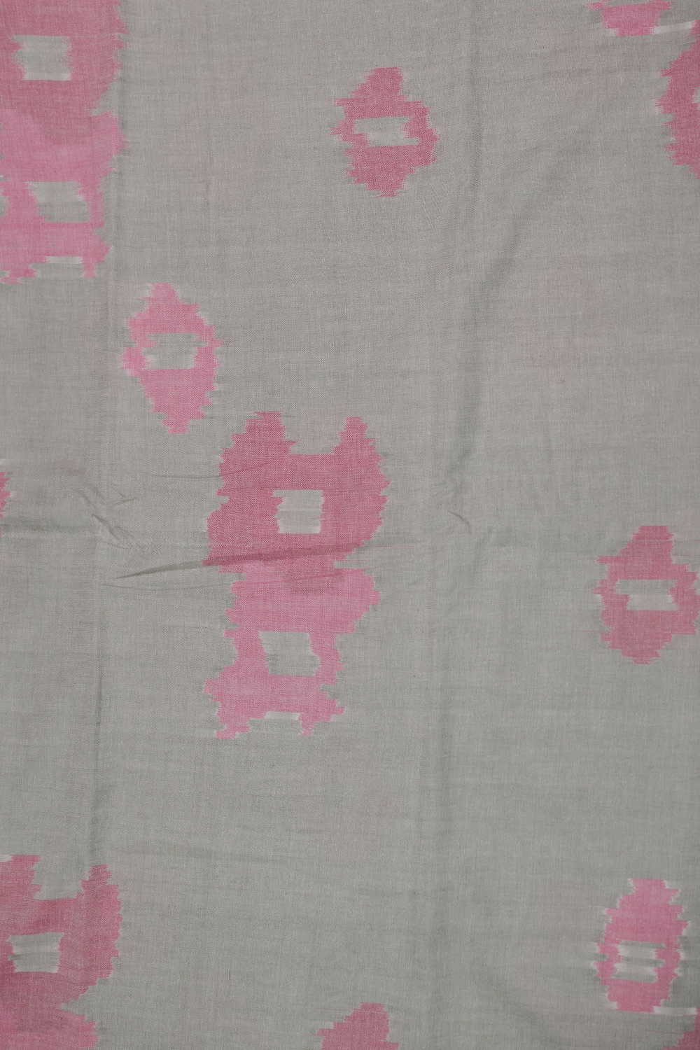 Pink Patterns on Grey Ikat cotton Fabric - Image 4
