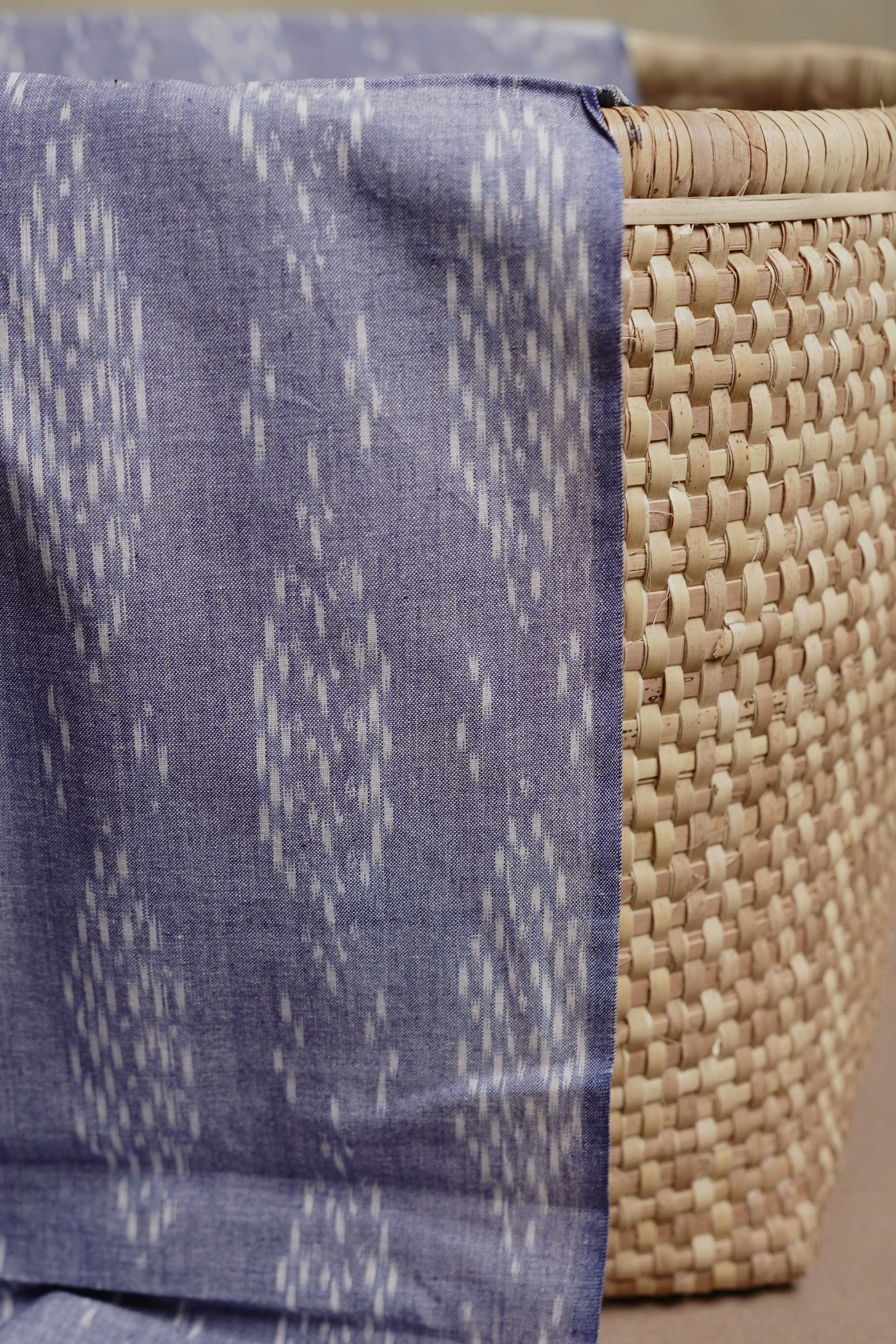 Creamy Grey Ikat Cotton Fabric - Image 3