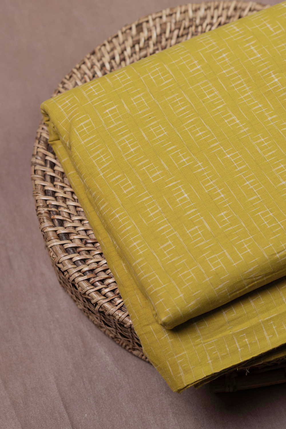 Lemon - Yellow Ikat Cotton Fabric - Image 2