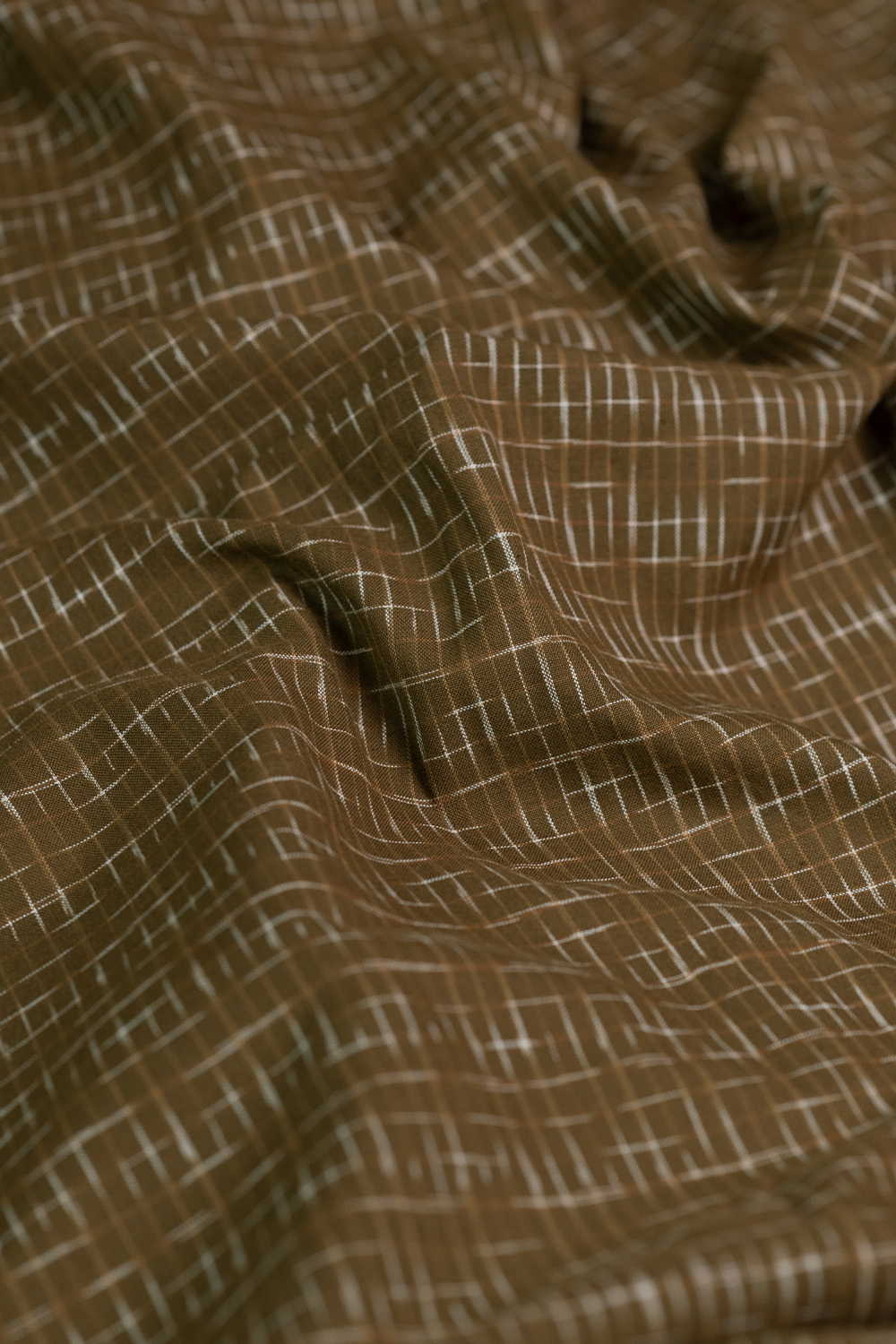 Olive Green Ikat Cotton Fabric - Image 3