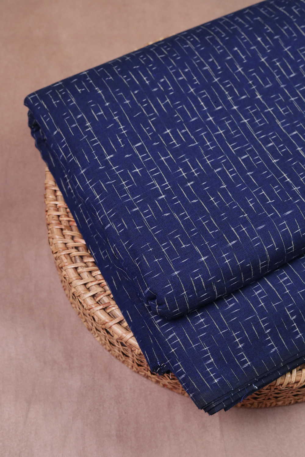 Dark Blue Ikat Cotton Fabric